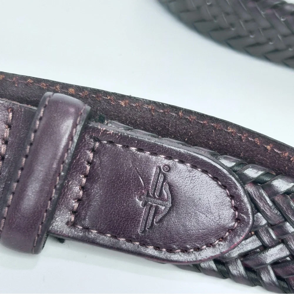 DOCKERS‎ Men’s Braided Genuine Leather Belt Dark Brown Silver Buckle Size 40/100